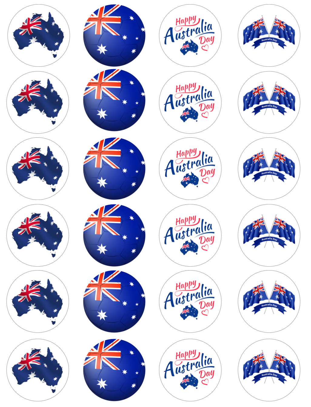 Australia Day Cupcake Edible Icing Image Toppers