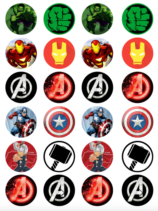 Avengers Superhero Logo Cupcake Edible Icing Image Toppers