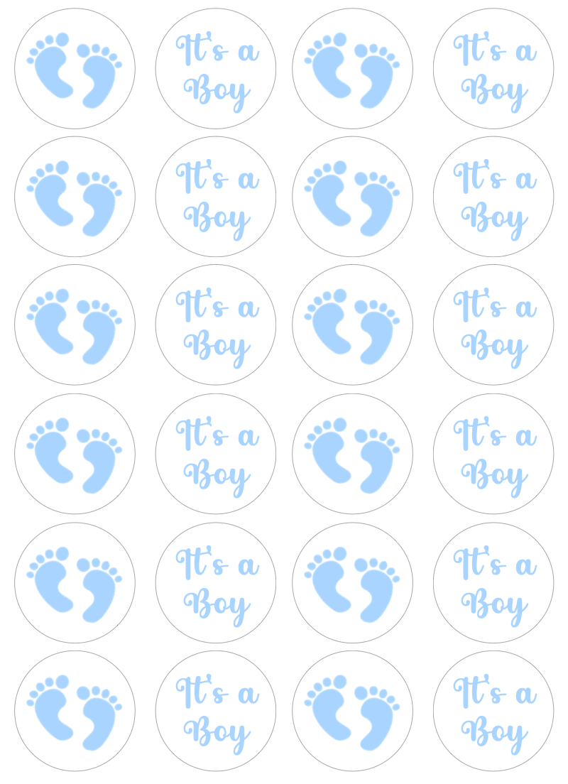 Baby It's a Boy Cupcake Edible Icing Image Toppers