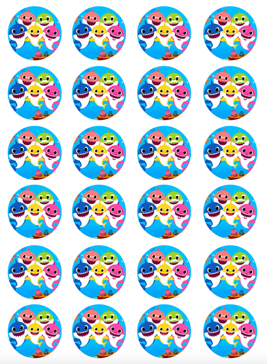 Baby Shark Cupcake Edible Icing Image Toppers
