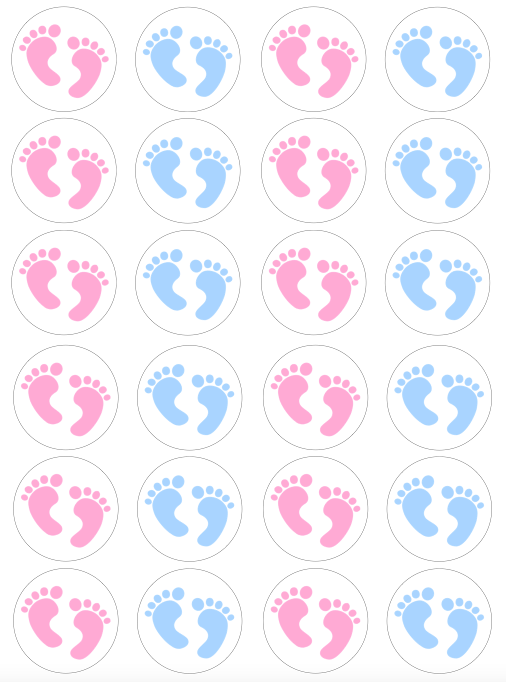 Baby Shower Feet Cupcake Edible Icing Image Toppers