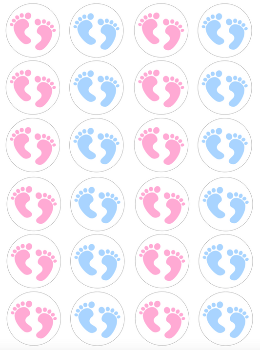 Baby Shower Feet Cupcake Edible Icing Image Toppers