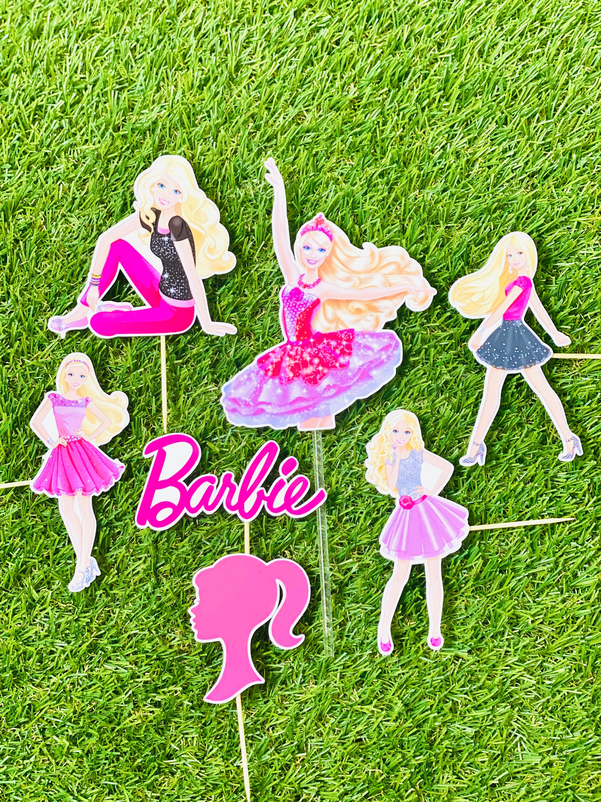 Barbie Cake Cupcake Topper Set x 7