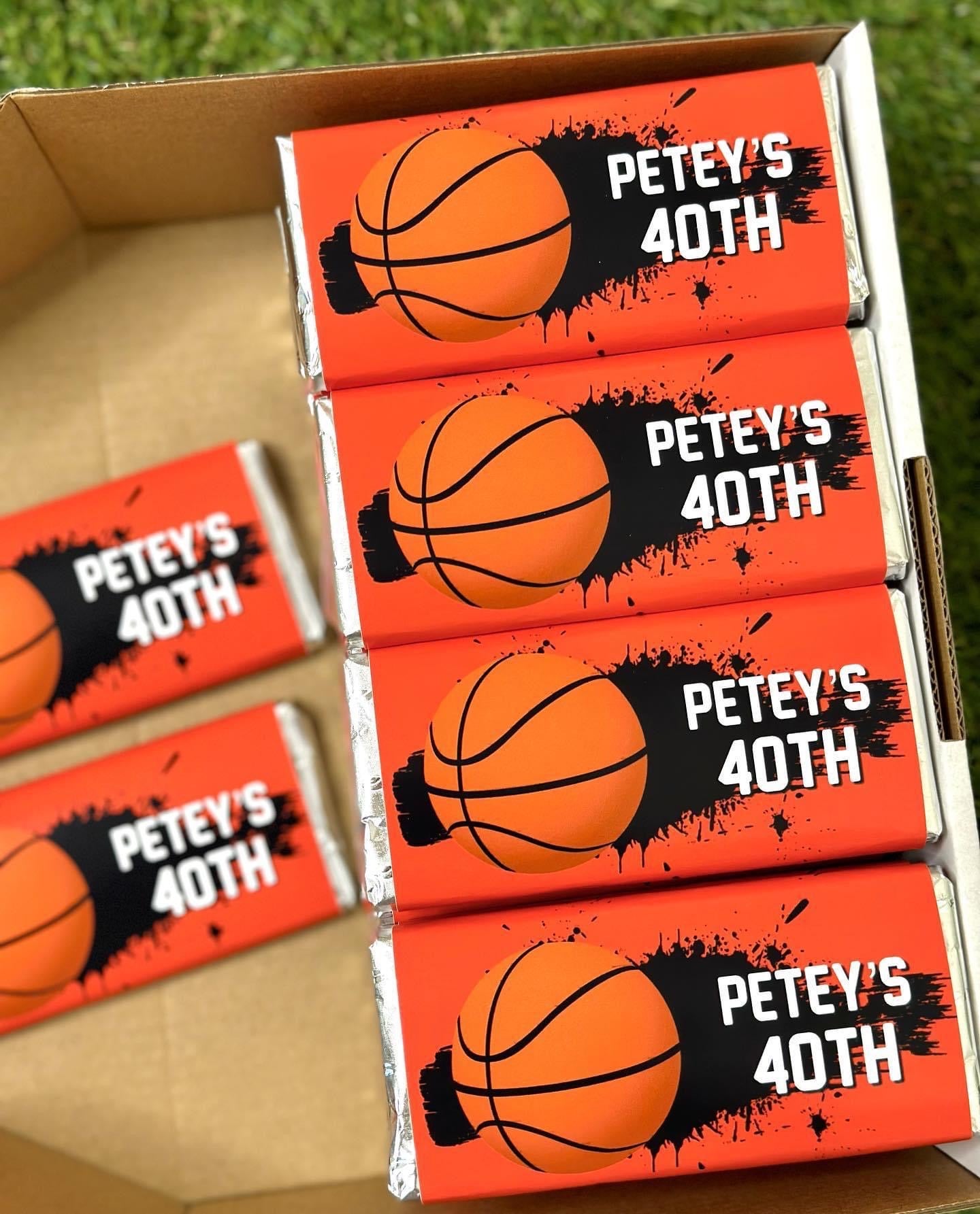 Basketball Personalised Chocolate Bar Party Favour x 4