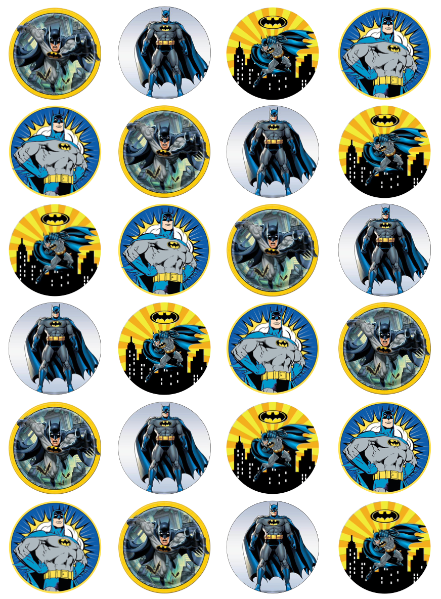Batman Cupcake Edible Icing Image Topper Toppers
