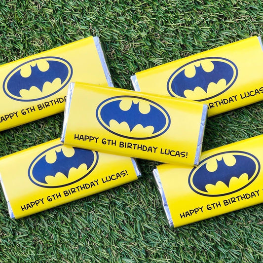 Batman Personalised Chocolate Bar Party Favour x 4