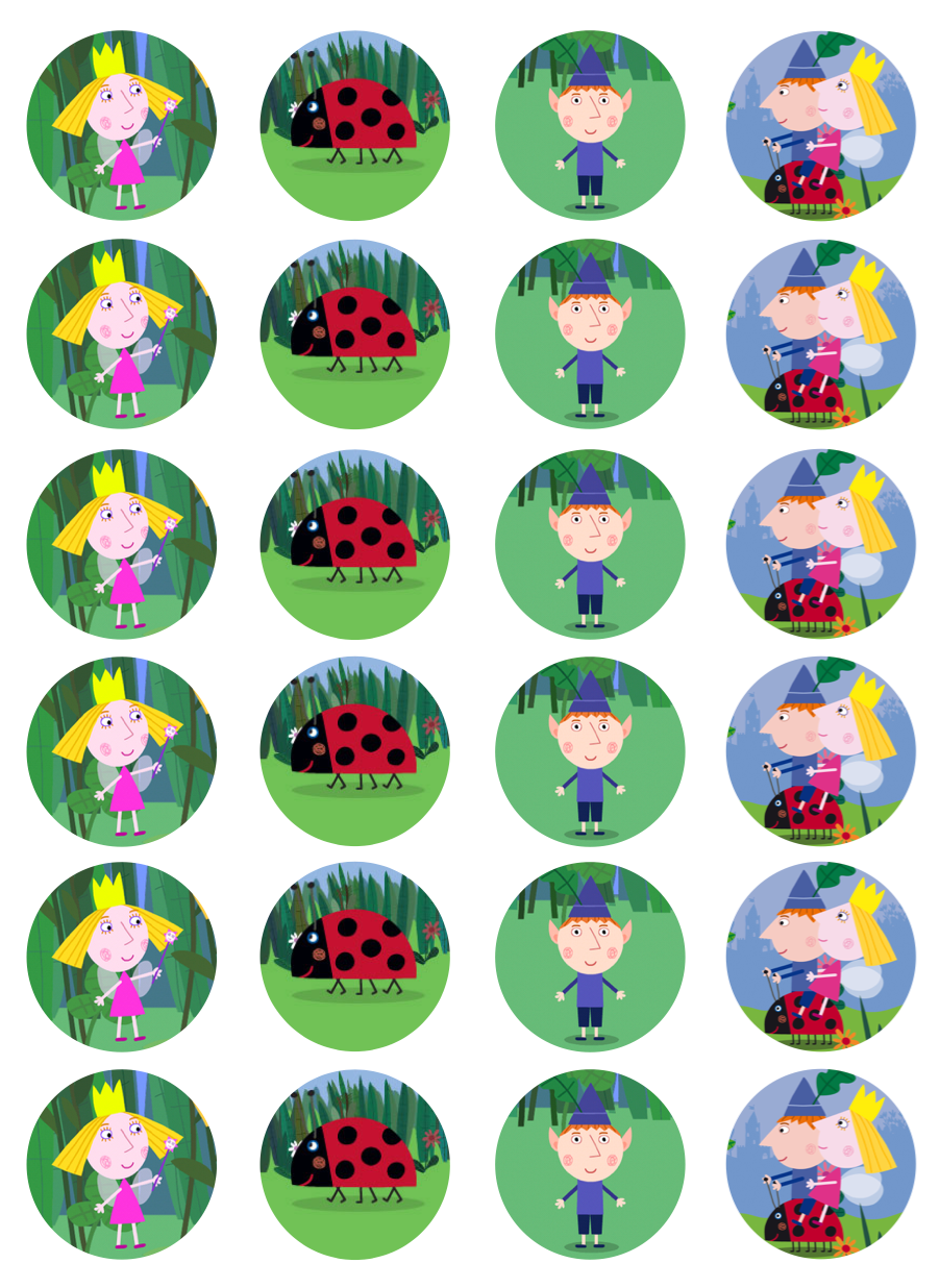Ben & Holly's Little Kingdom Cupcake Edible Icing Image Toppers