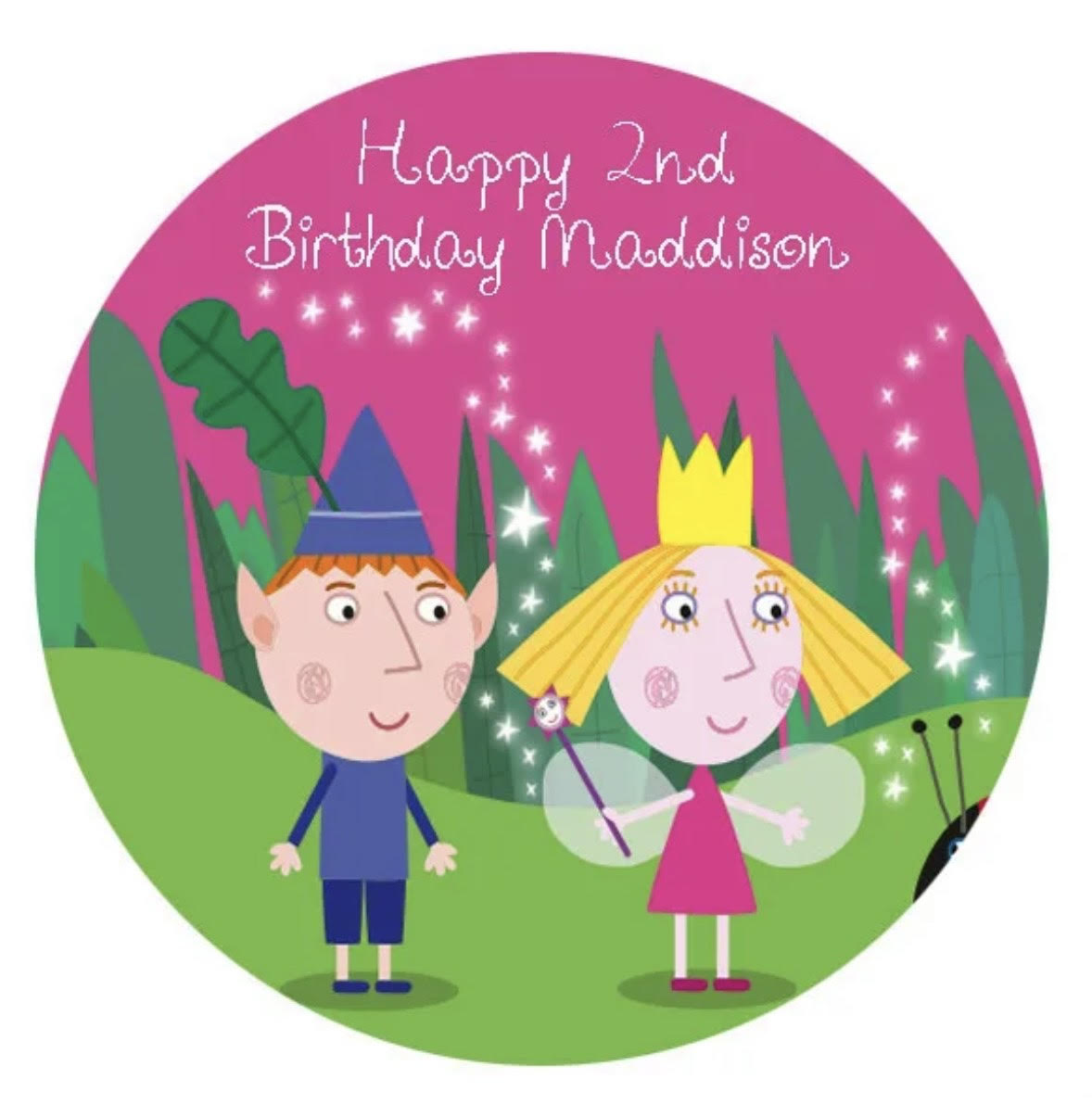 Ben & Holly's Little Kingdom Round Cake Edible Icing Image Topper 19cm