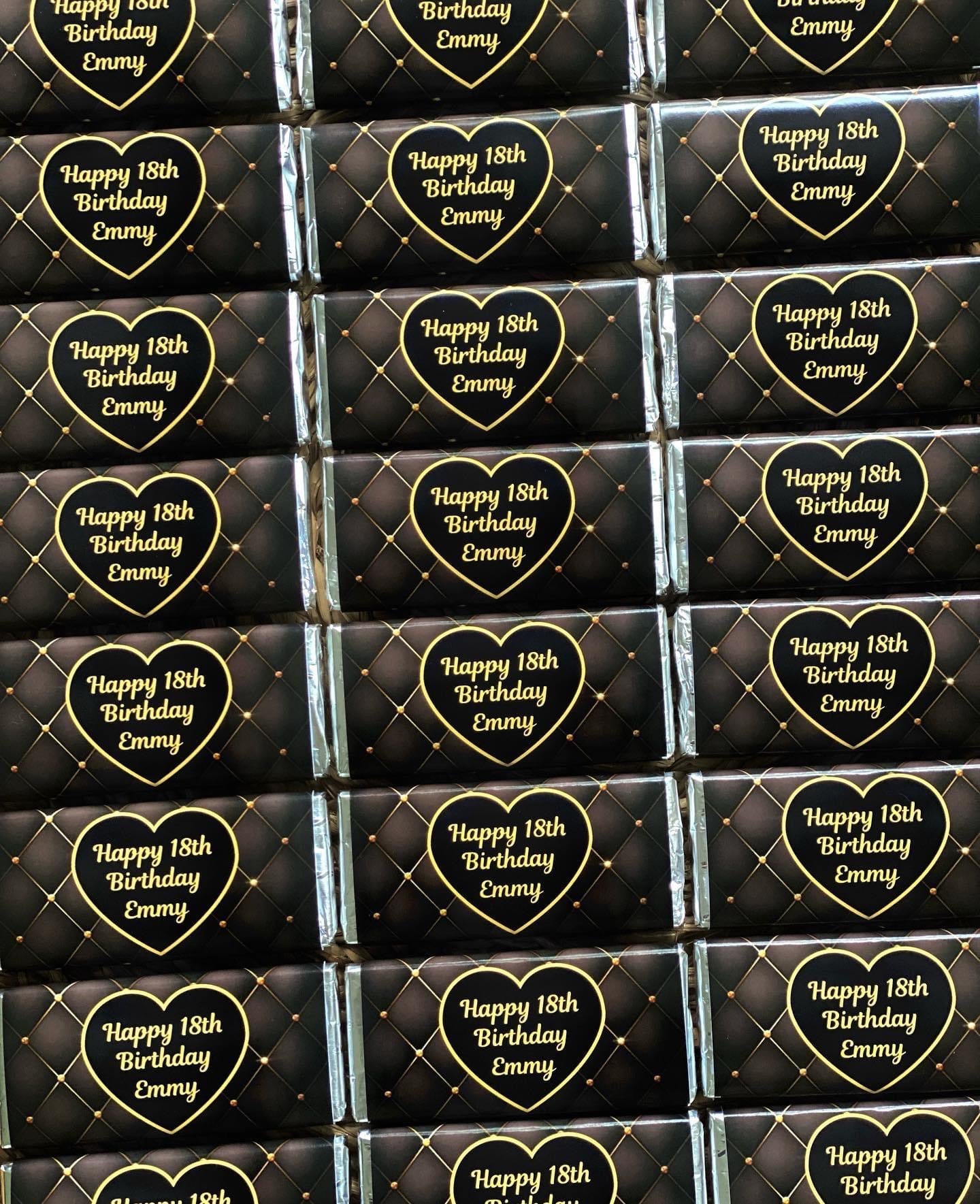 Black and Gold Personalised Chocolate Bar Party Favour x 4