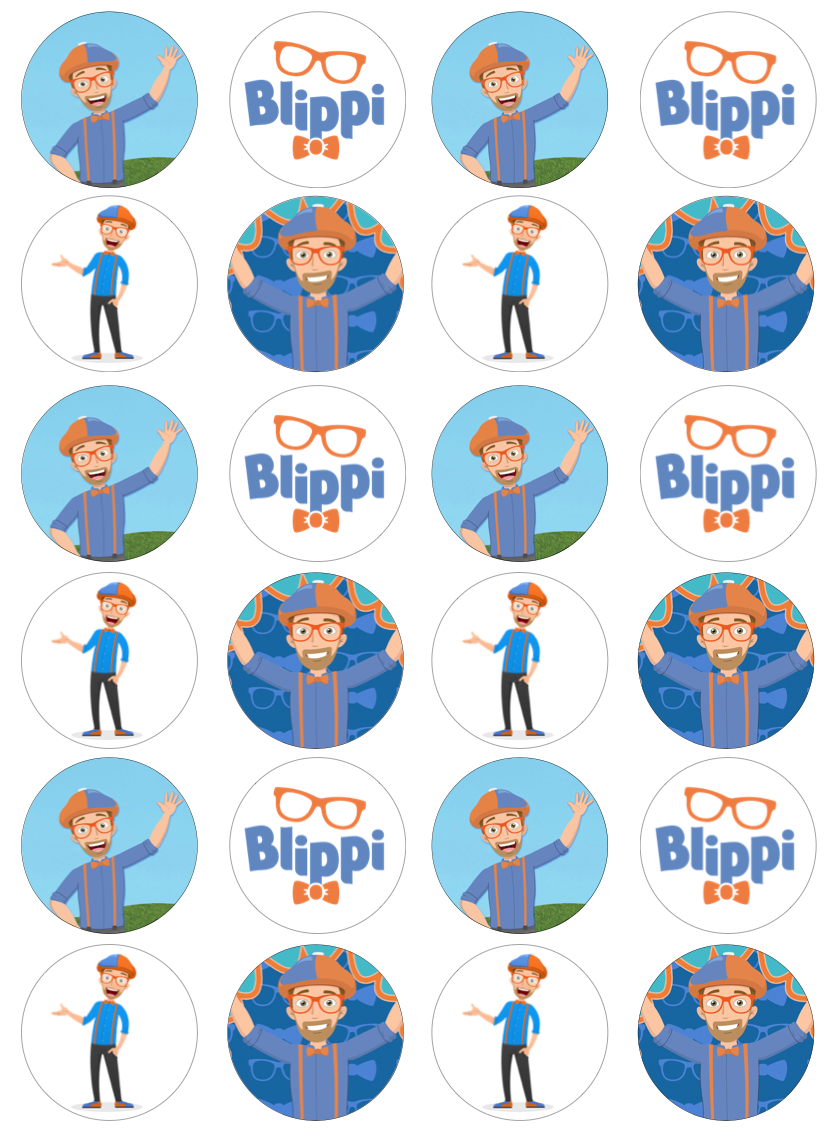 Blippi Cupcake Edible Icing Image Toppers