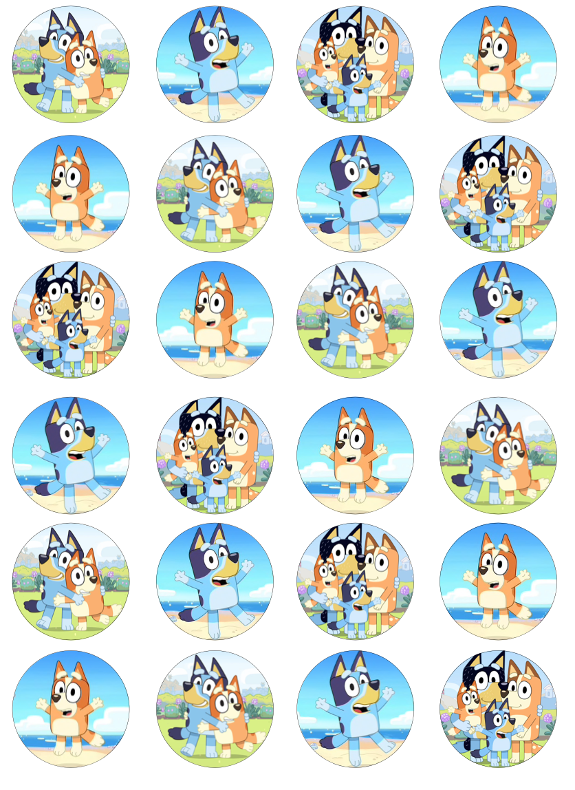 Bluey Cupcake Edible Icing Image Toppers