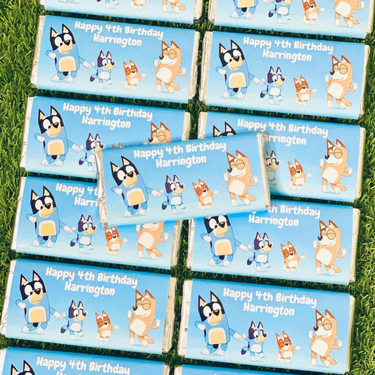 Bluey Personalised Chocolate Bar Party Favour x 4