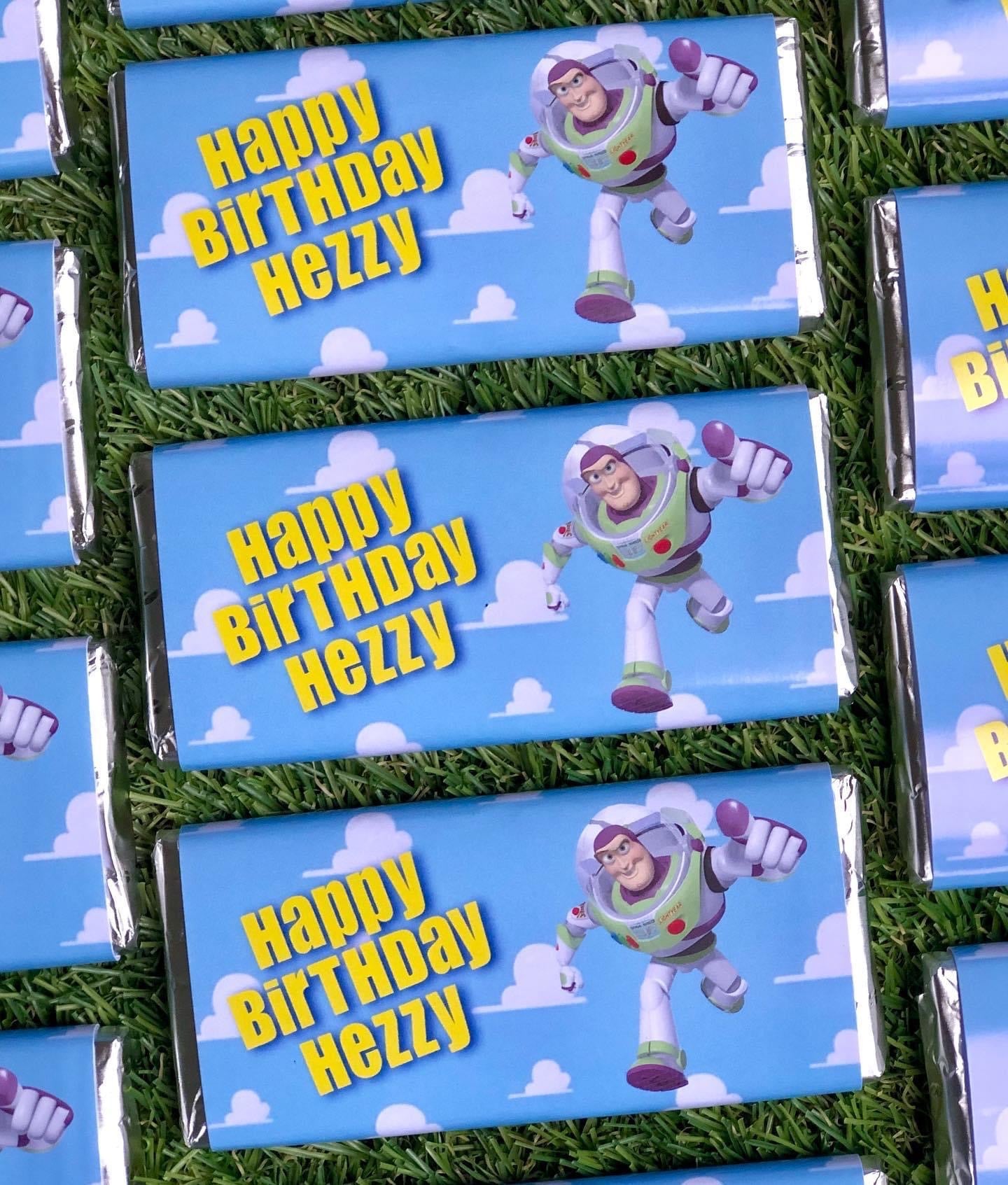 Buzz Lightyear Personalised Chocolate Bar Party Favour x 4