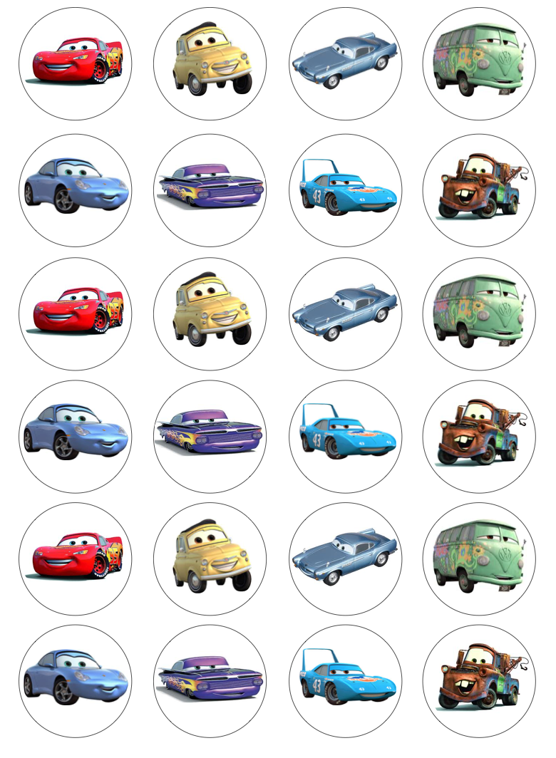 Cars Lightning Mcqueen Friends Cupcake Edible Icing Image Toppers