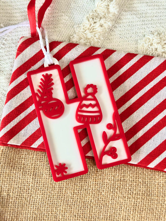 Christmas Monogram Letter Stocking Tag Decoration