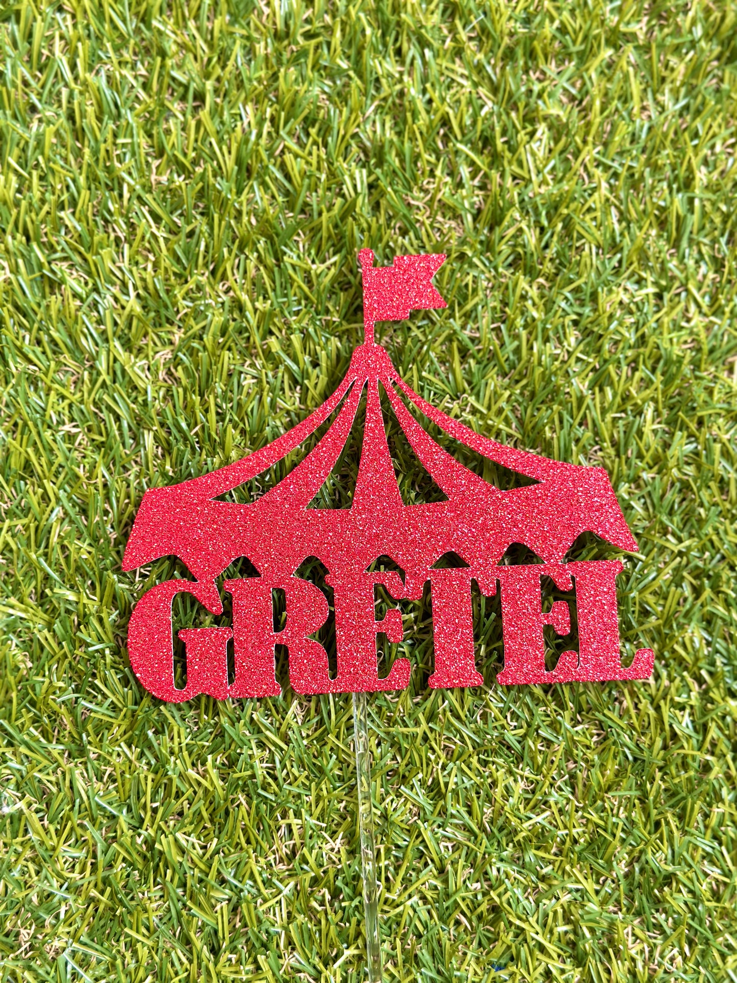 Circus Tent Big Top Personalised Glitter Cake Topper