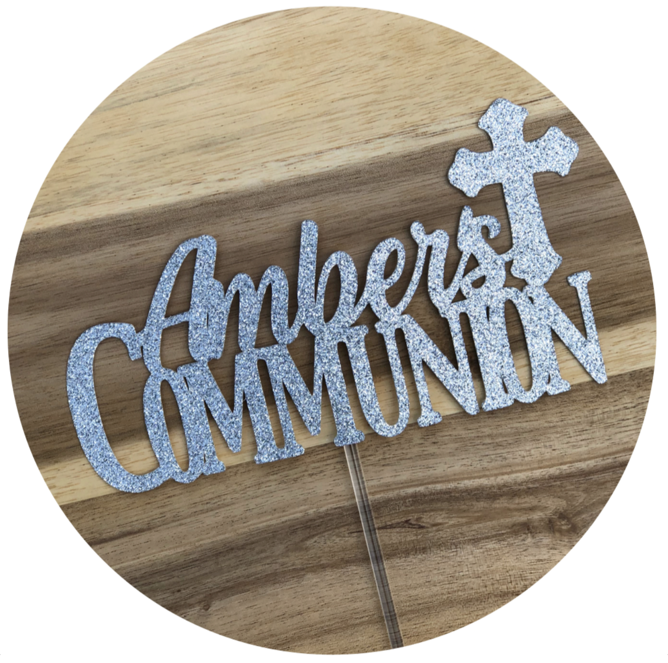 Communion Custom Name Personalised Glitter Cake Topper