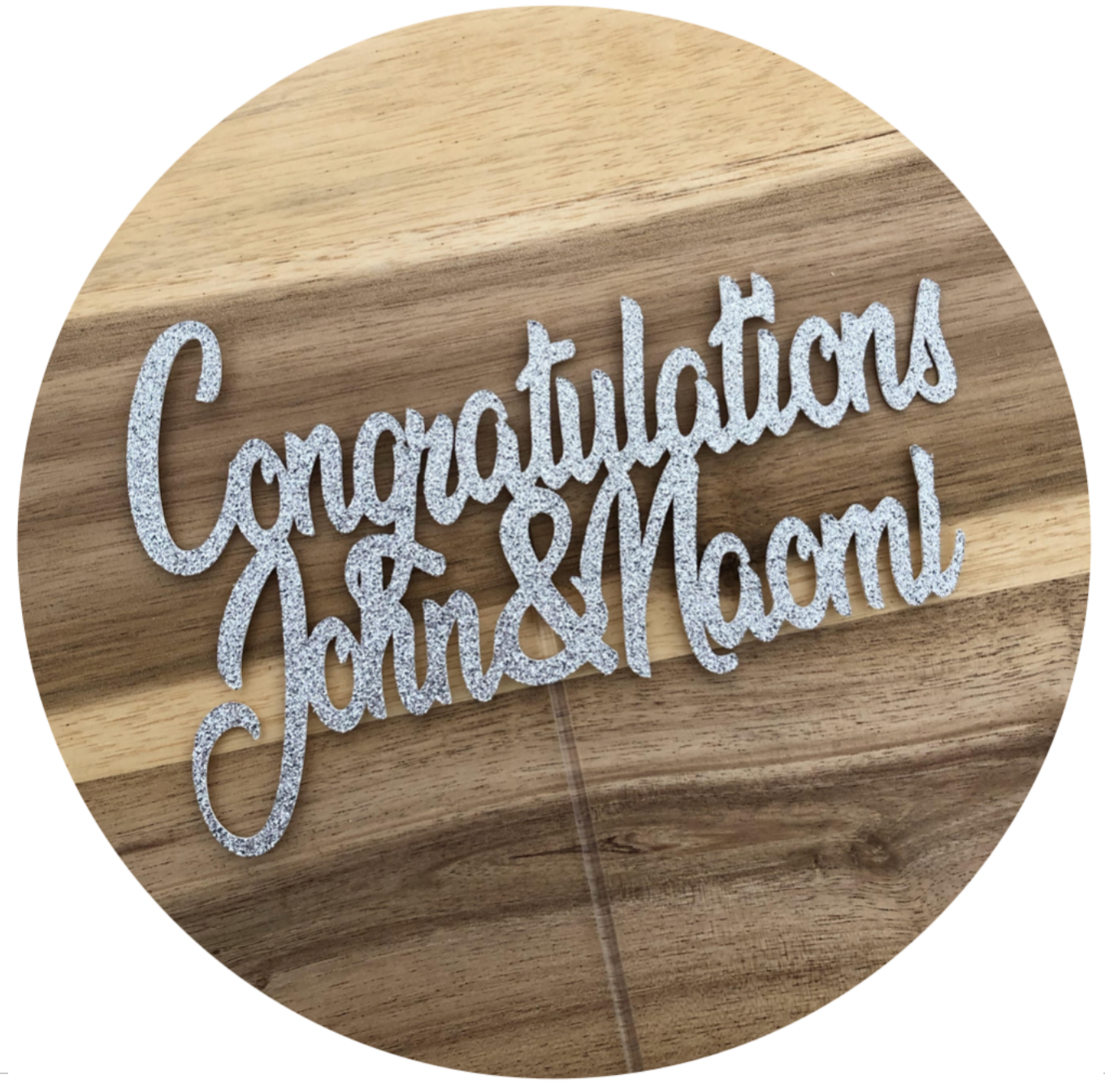 Congratulations Wedding Engagement Personalised Glitter Cake Topper