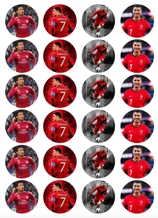 Cristiano Ronaldo Soccer Cupcake Edible Icing Image Toppers