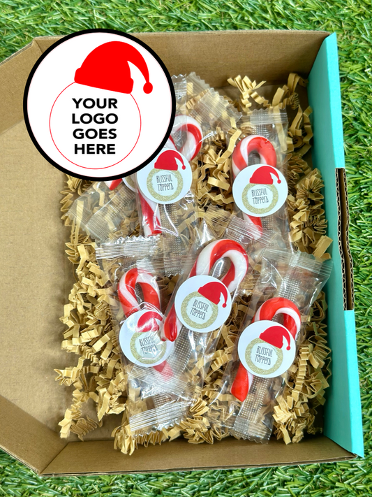 Custom Christmas Business Logo Mini Candy Canes x 15