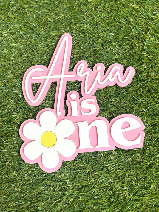 Daisy Double Layer Custom Acrylic Cake Topper #1