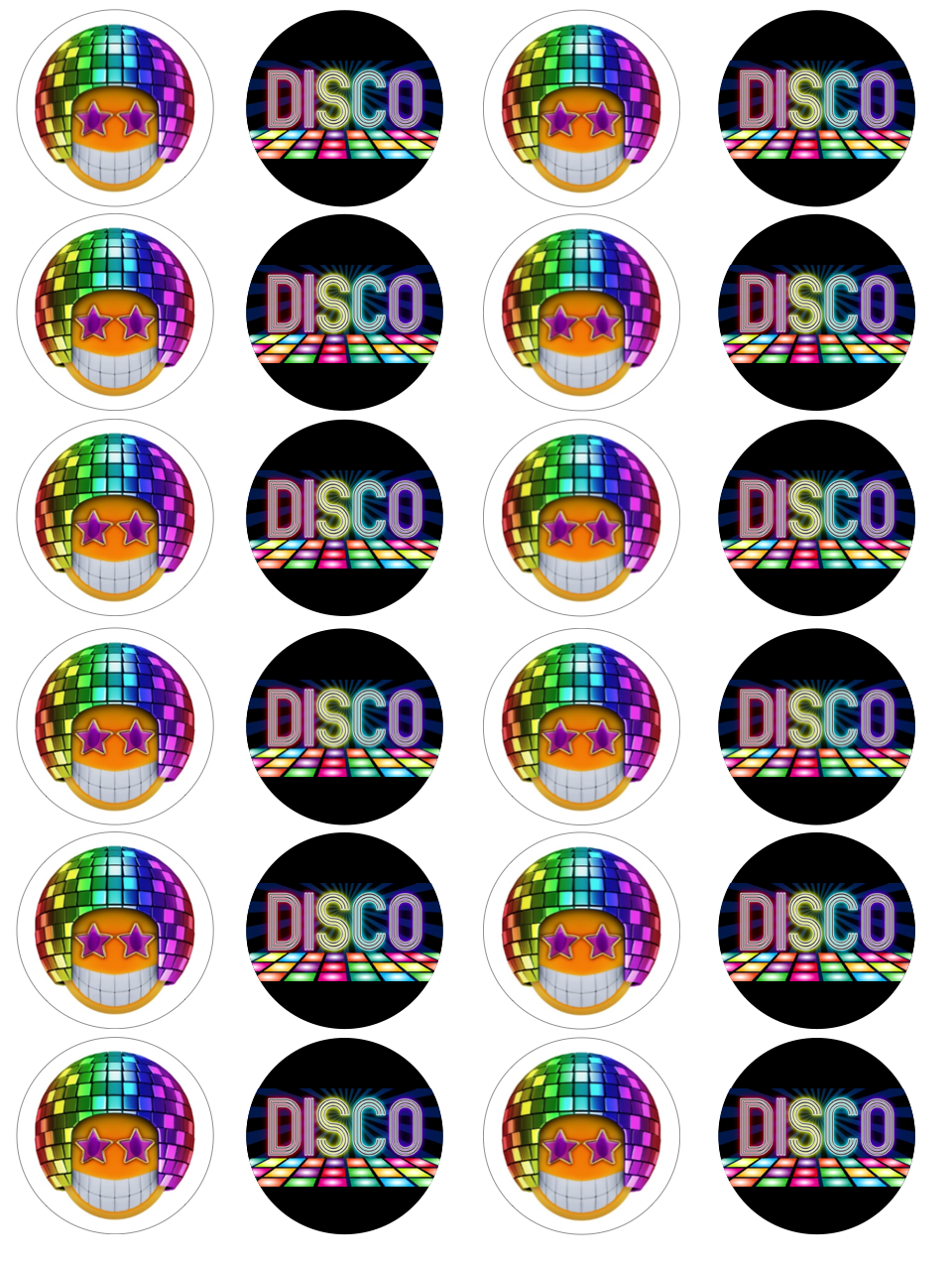 Disco Party Cupcake Edible Icing Image Toppers – Blissful Toppers