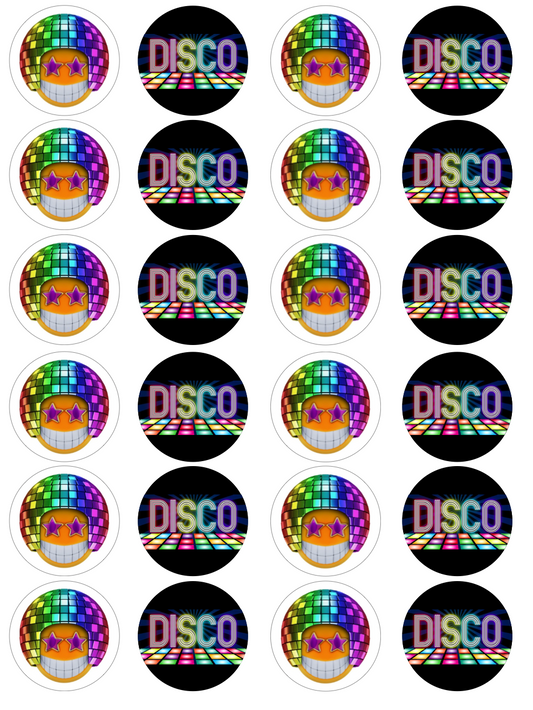 Disco Party Cupcake Edible Icing Image Toppers