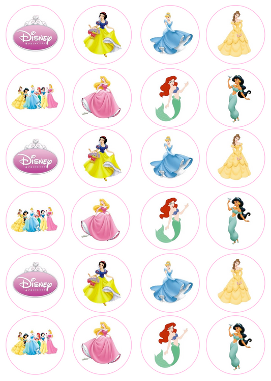 Disney Princess #2 Cupcake Edible Icing Image Toppers