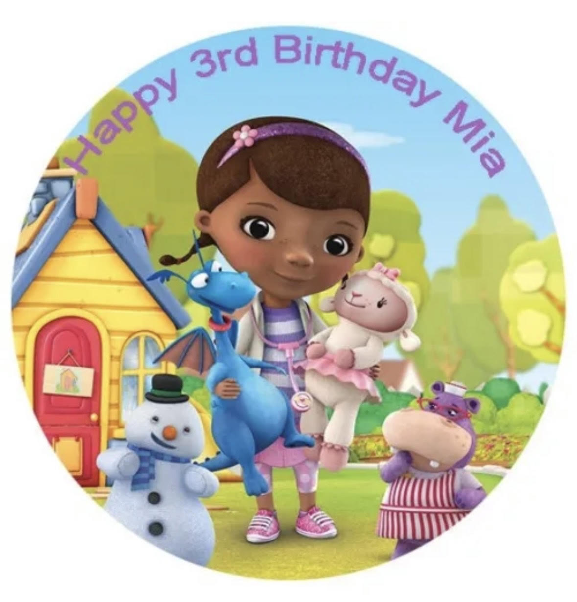 Doc McStuffins Round Cake Edible Icing Image Topper 19cm