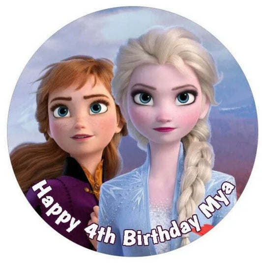 Elsa & Anna Frozen 2 Round Cake Edible Icing Image Topper 19cm