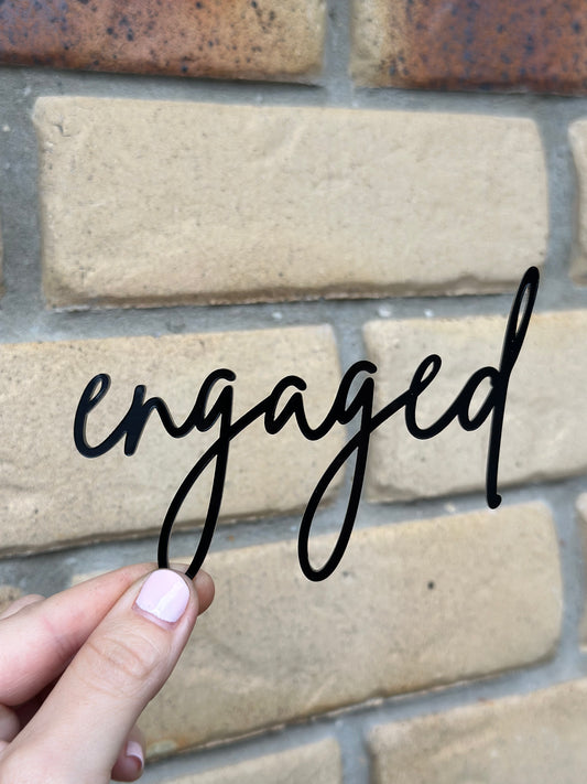 Engaged Acrylic Cake Topper Plaque Fropper