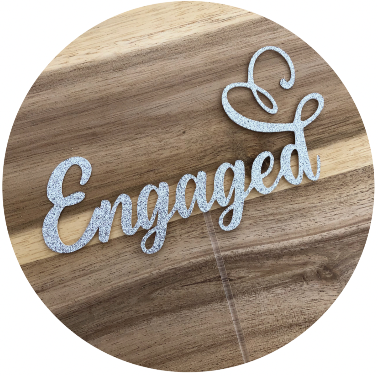 Engaged Engagement Personalised Glitter Cake Topper