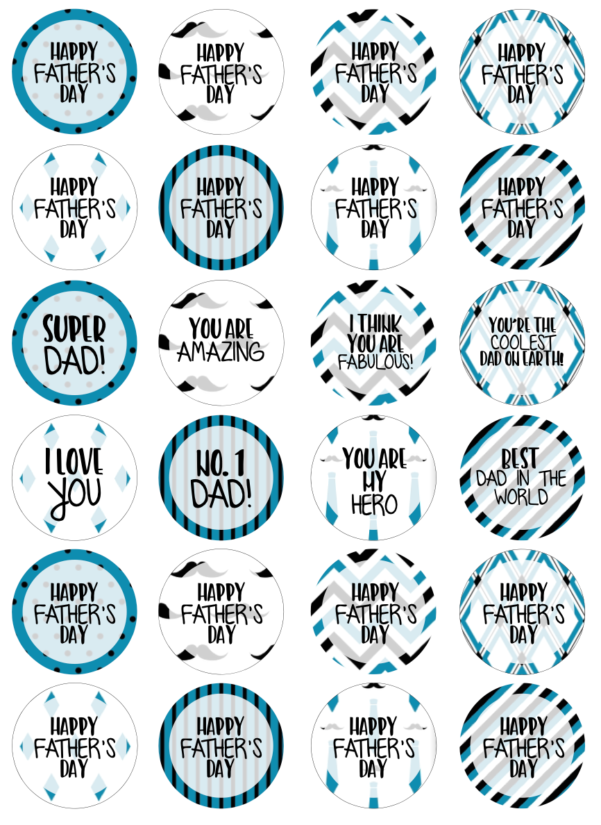 Father's Day Cupcake Edible Icing Image Toppers