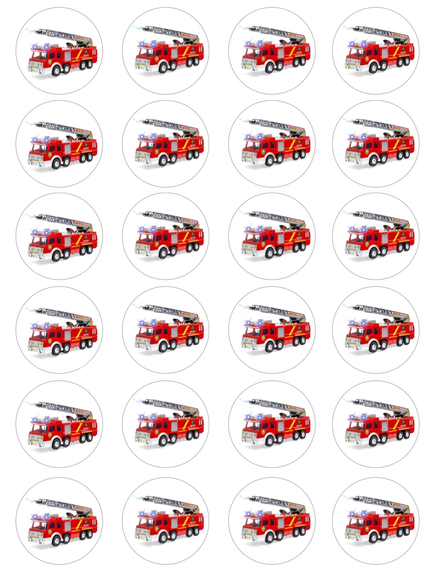 Fire Firetruck #2 Cupcake Edible Icing Image Toppers