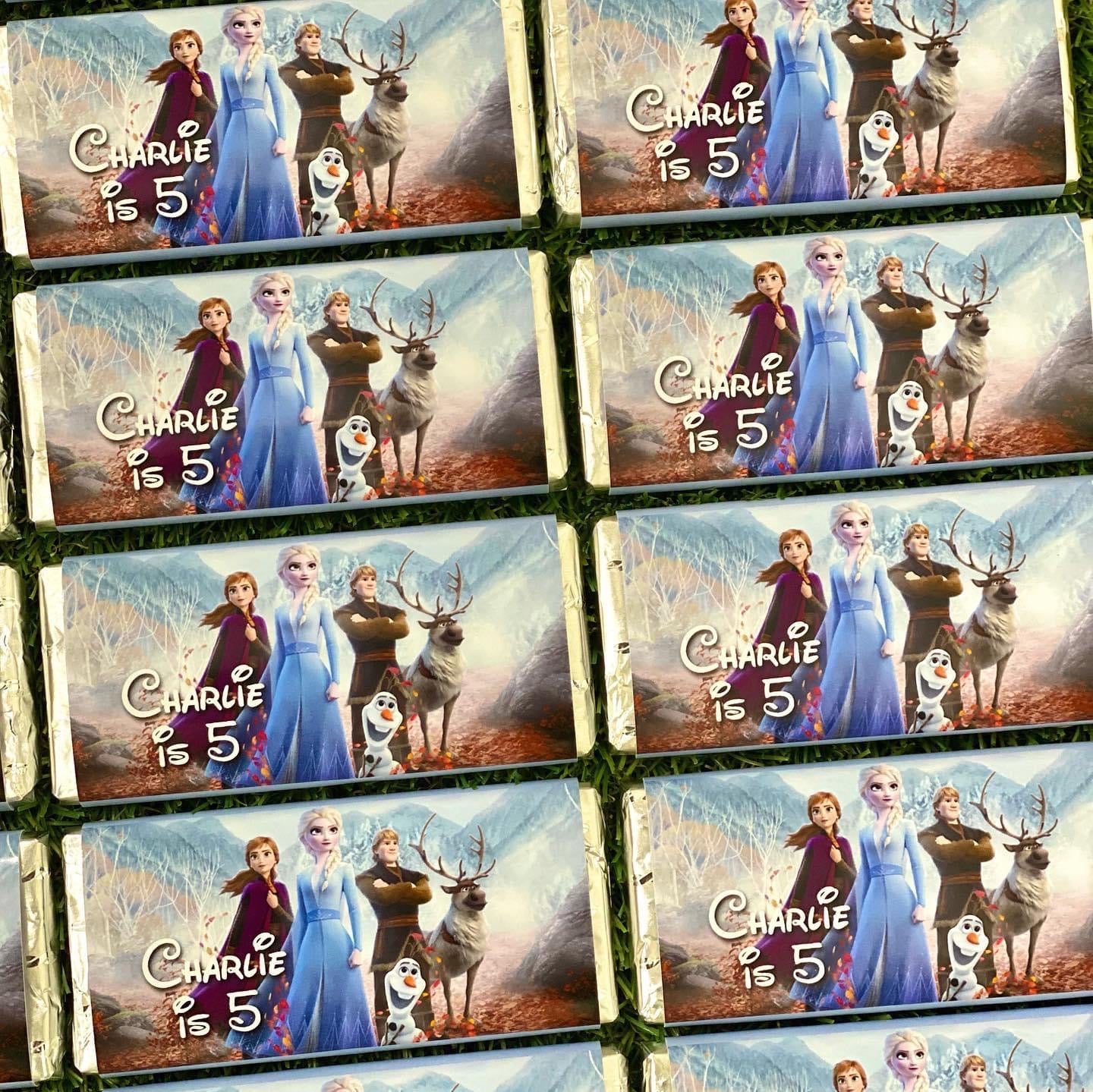 Frozen 2 Personalised Chocolate Bar Party Favour x 4