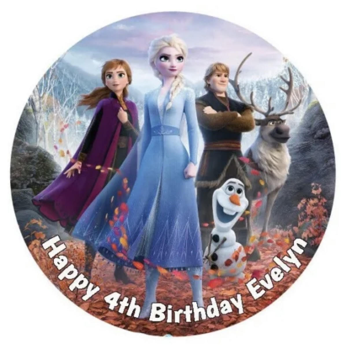 Frozen 2 Round Cake Edible Icing Image Topper 19cm