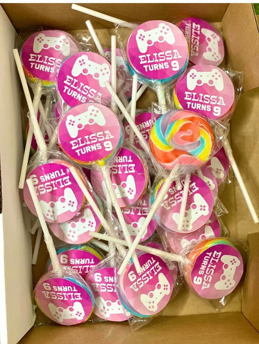 Girl Gamer Pink Personalised Birthday Lollipop 10 pack