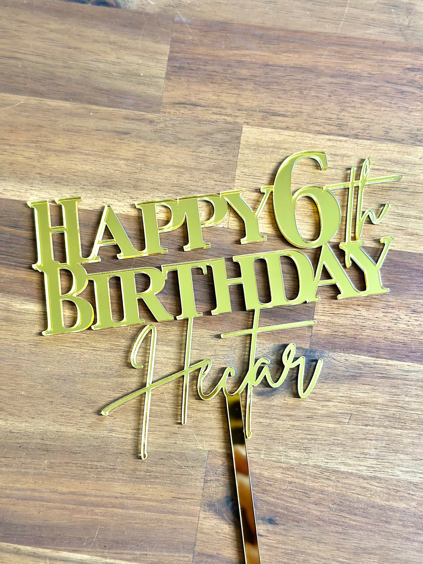 Happy Age Birthday Name Custom Acrylic Cake Topper