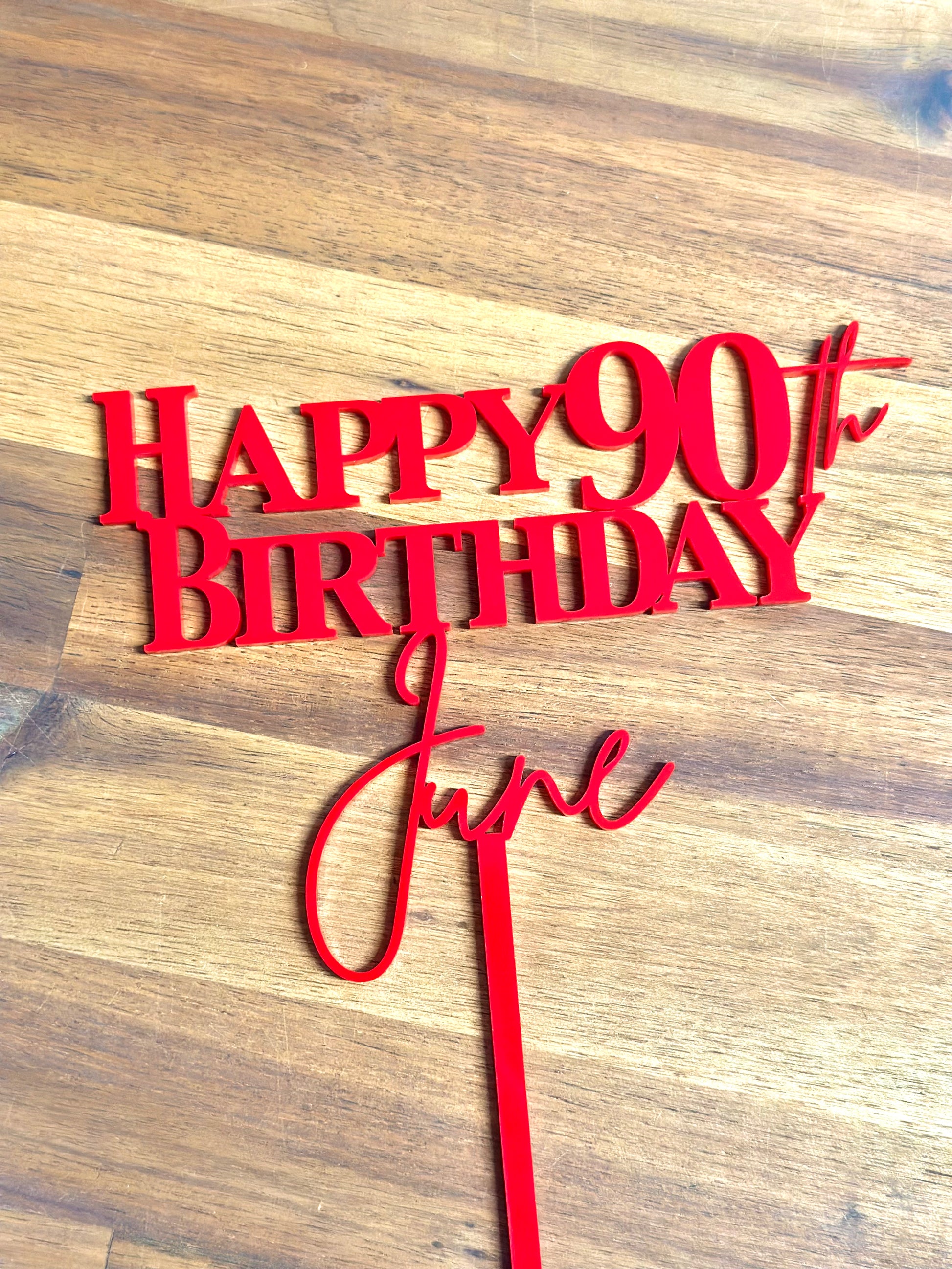 Happy Age Birthday Name Custom Acrylic Cake Topper