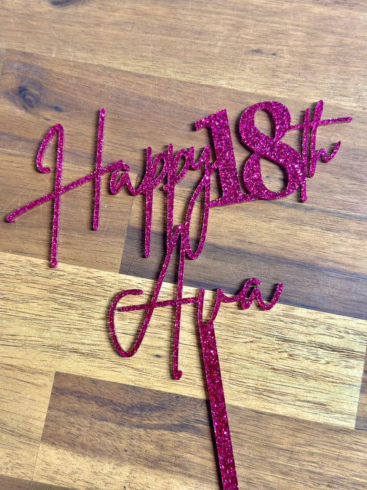 Happy Age Name Custom Acrylic Cake Topper #3