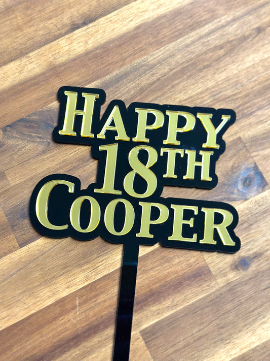 Happy Age Name Double Layer Custom Acrylic Cake Topper