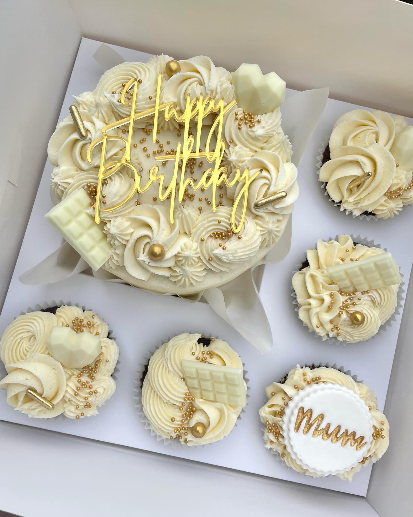 Happy Birthday Mirror Cupcake Charm Acrylic 2pk