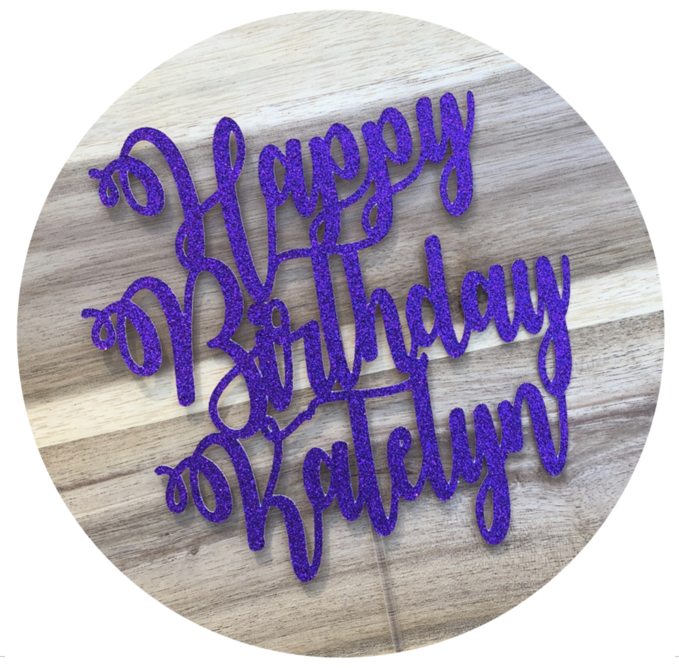 Happy Birthday Name #2 Personalised Glitter Cake Topper