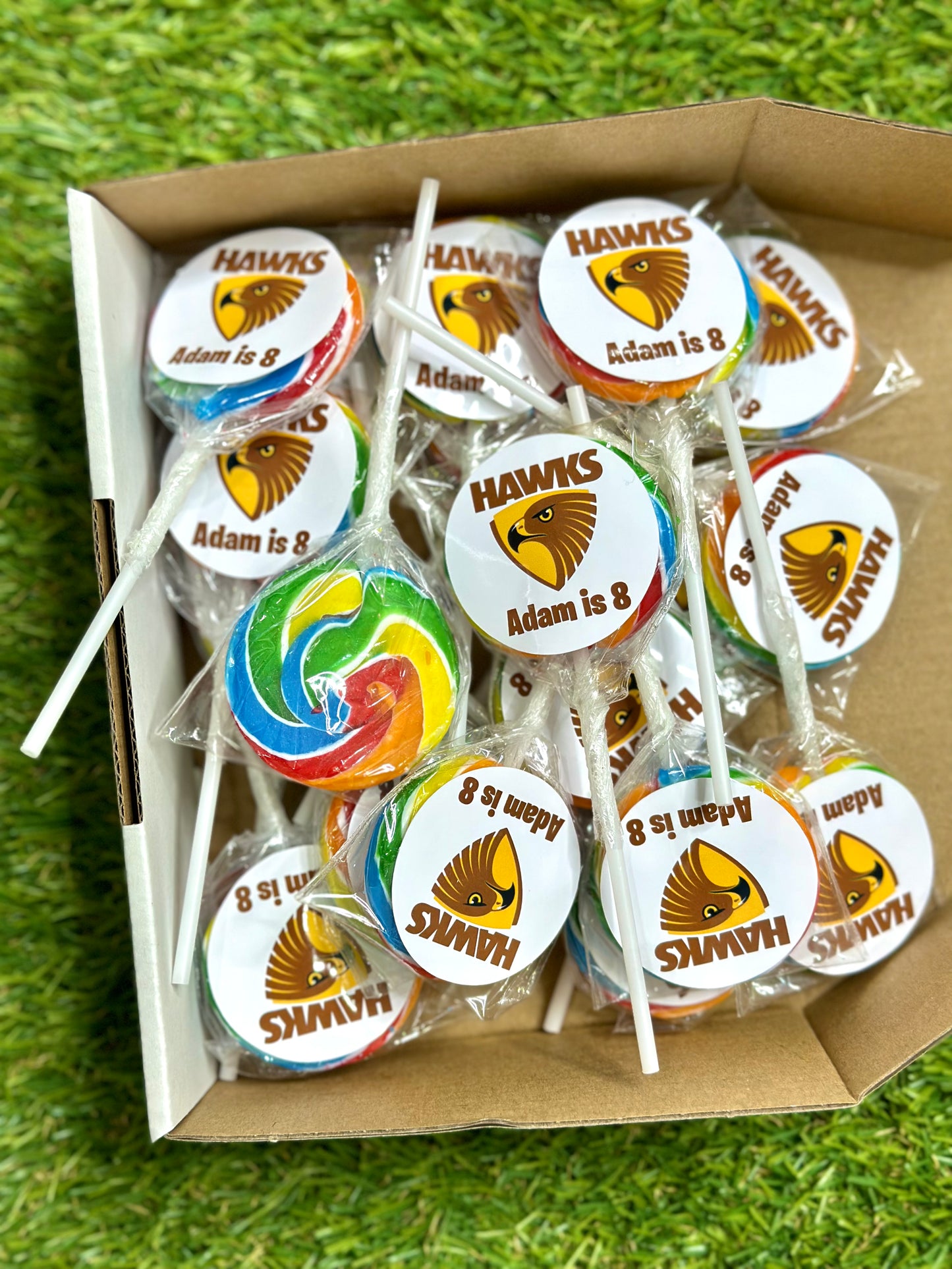 Hawthorn Hawks AFL Personalised Birthday Lollipop 10 pack