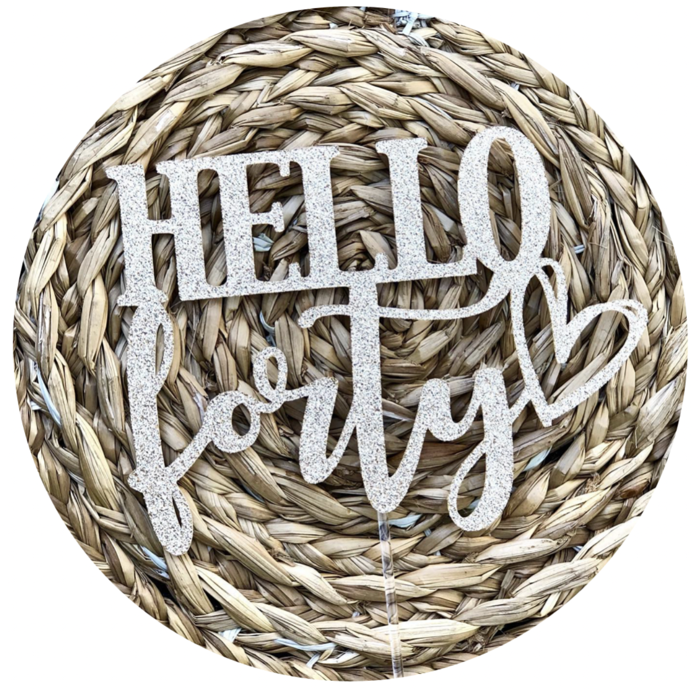 Hello Forty 40th Personalised Glitter Cake Topper
