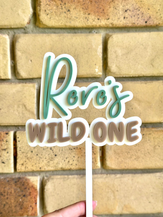 Wild One Name Double Layer Custom Acrylic Cake Topper