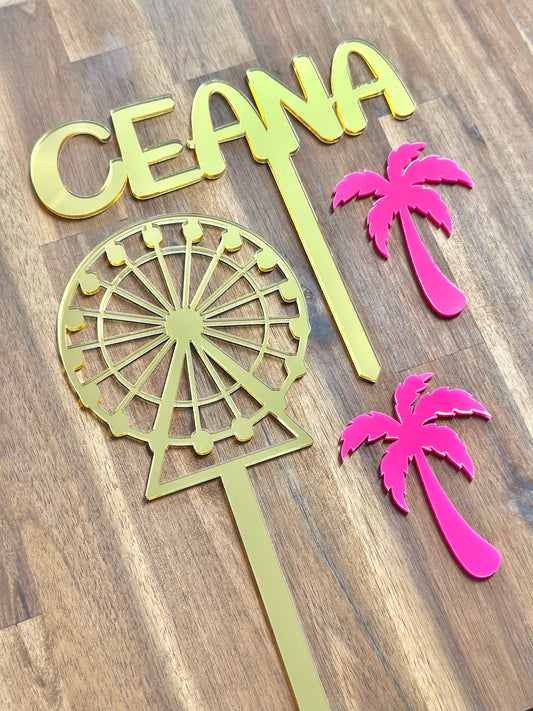 Coachella Acrylic Cake Topper SET