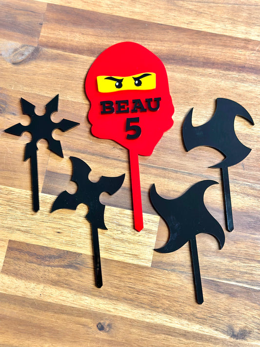 Ninja Acrylic Cake Topper SET