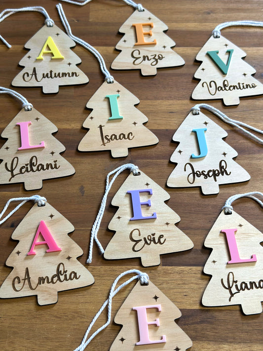 Christmas Tree Letter & Name Ornament Decoration