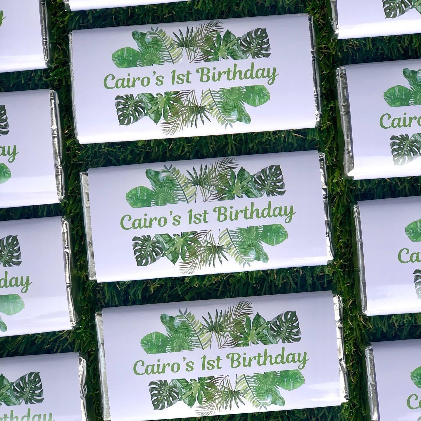 Jungle Leaf Personalised Chocolate Bar Party Favour x 4
